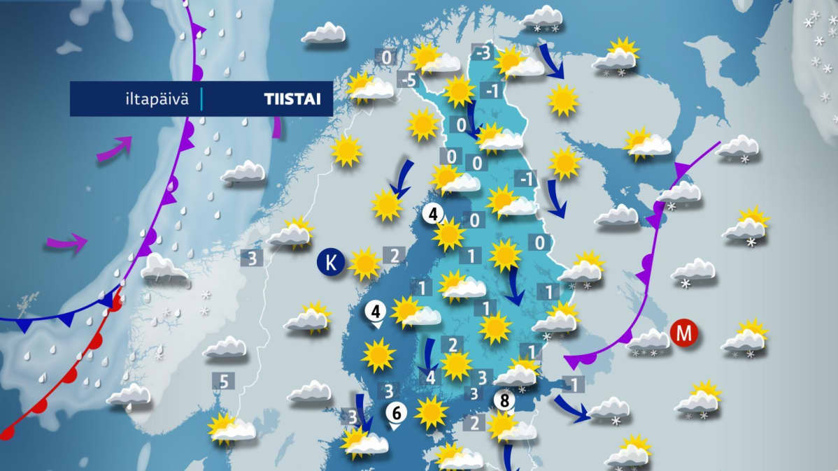 tiistain sääkartta