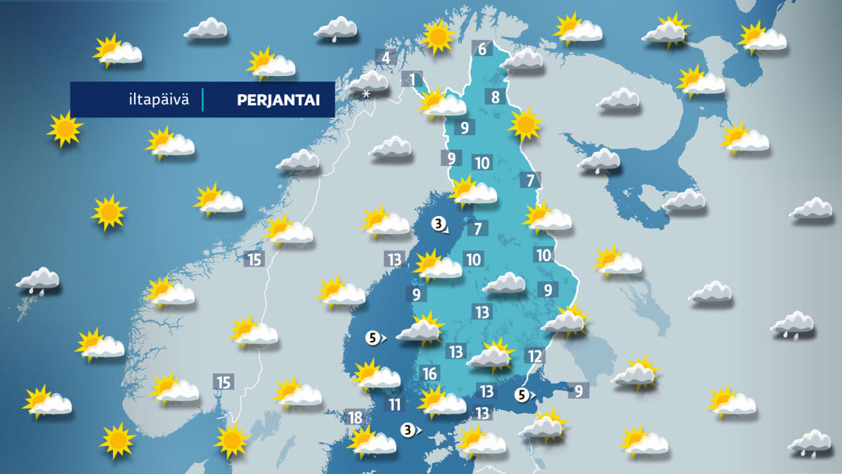 Pitkäperjantain iltapäivän sää.