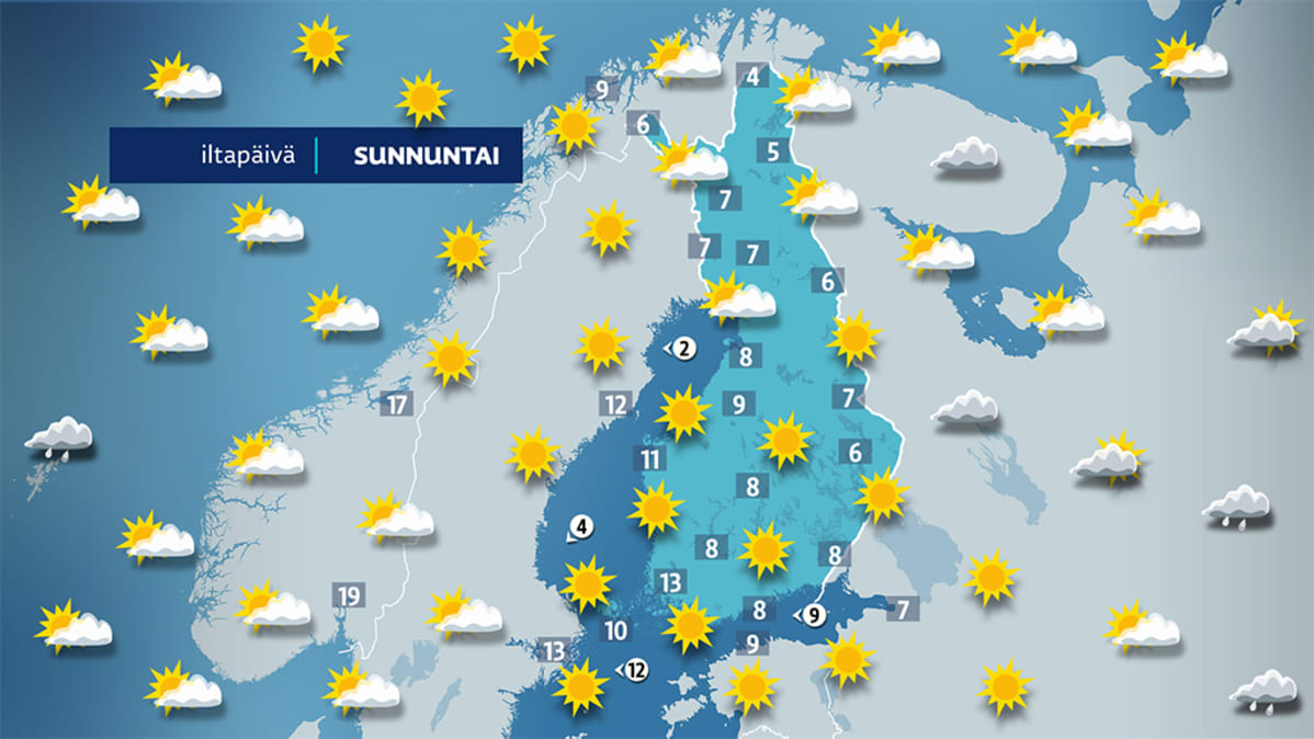 Sunnuntain sääennuste.