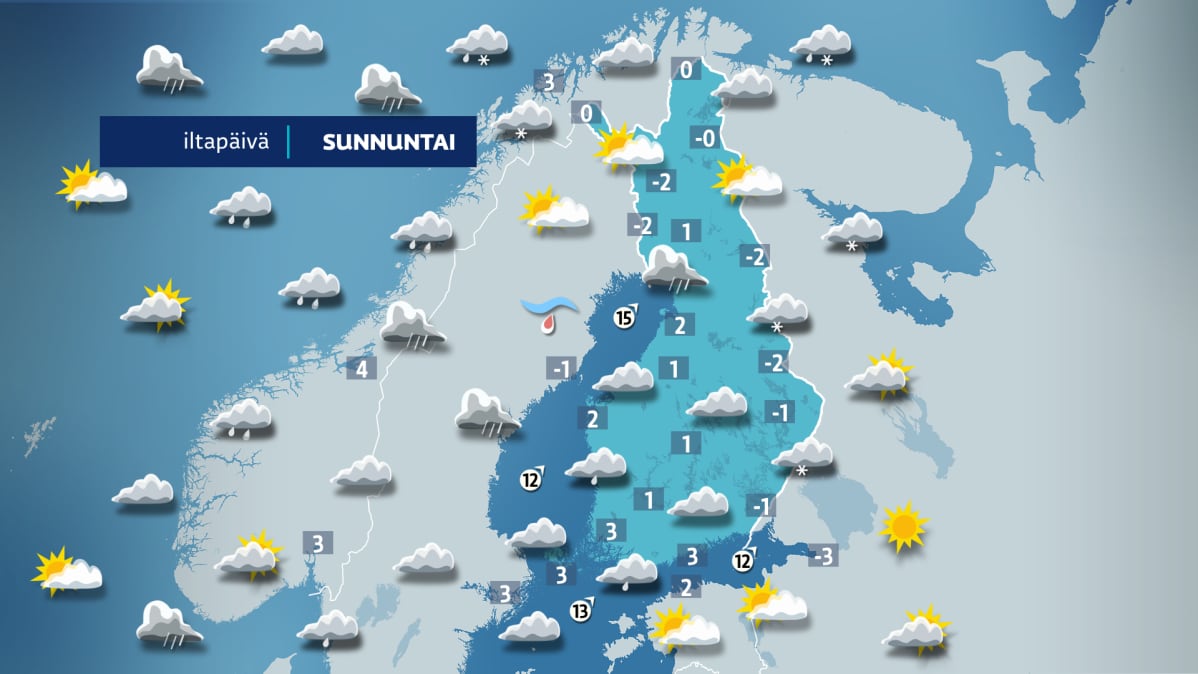 Sääennuste sunnuntaille 29. joulukuuta.