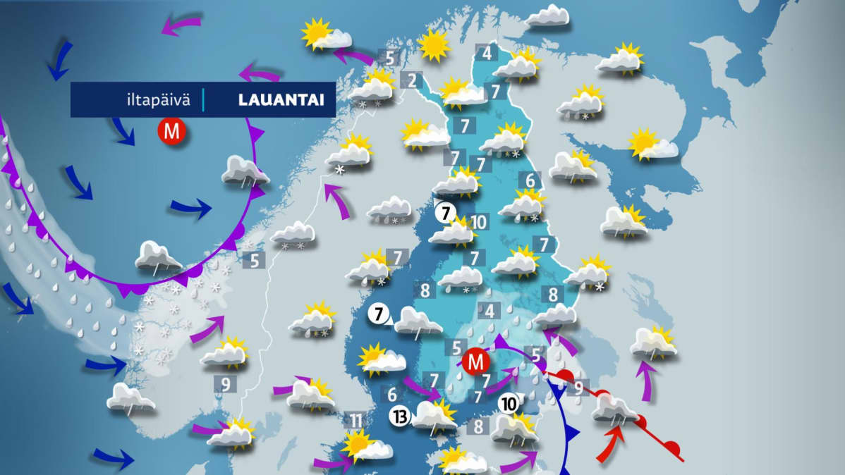 Lauantai-iltapäivän sää