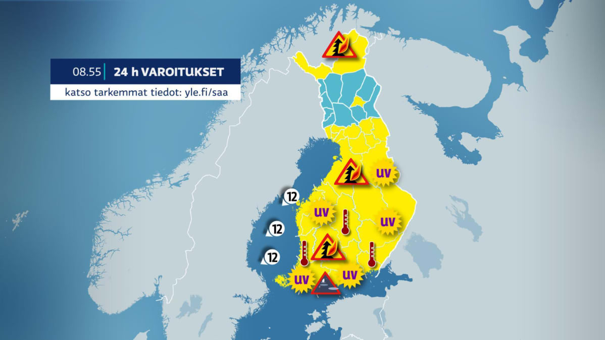 Tiistain varoituskartta.
