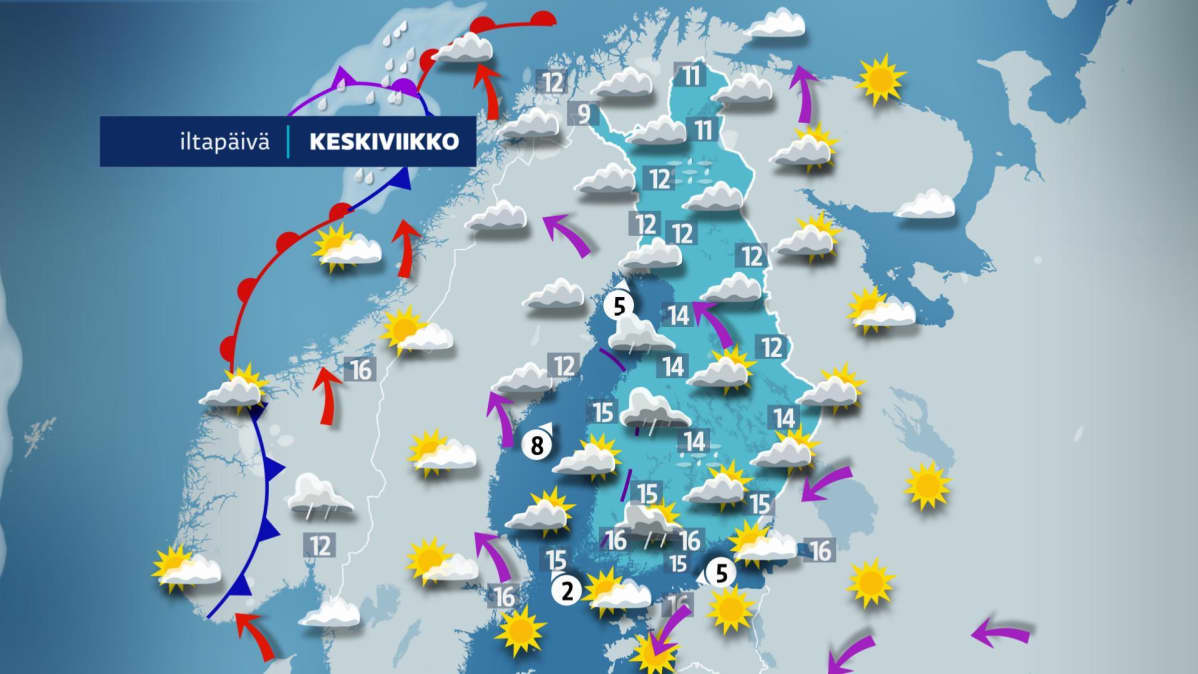 Keskiviikkoiltapäivänä sää