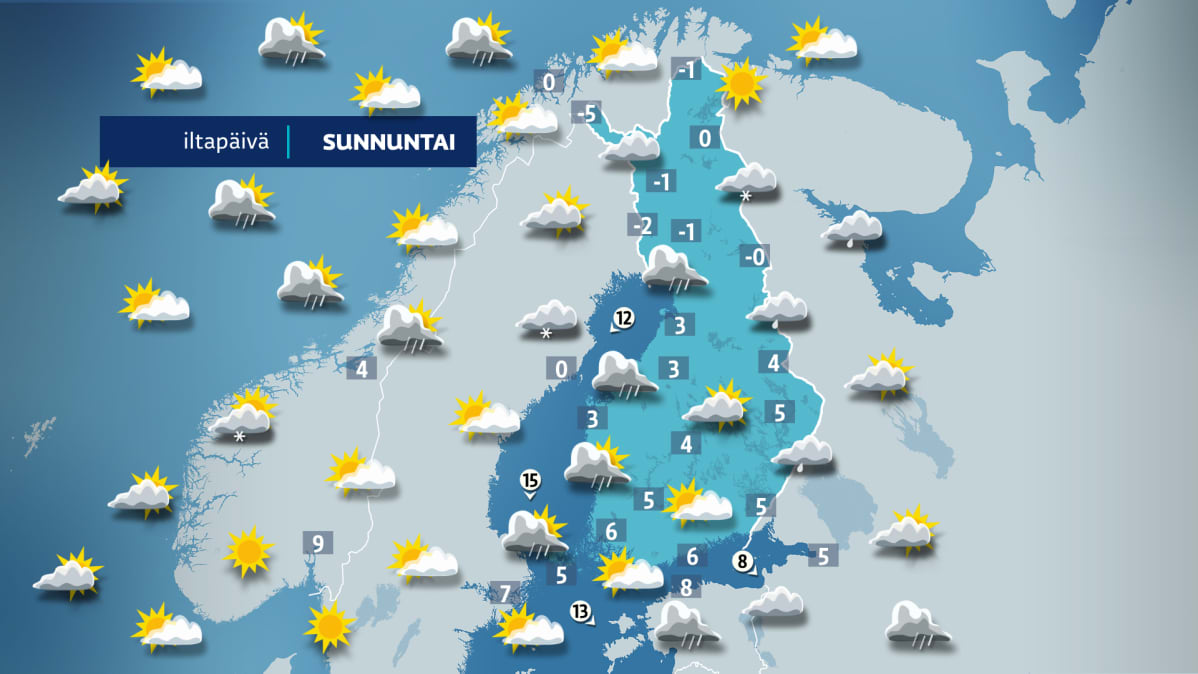 Sunnuntain iltapäiväkartta.