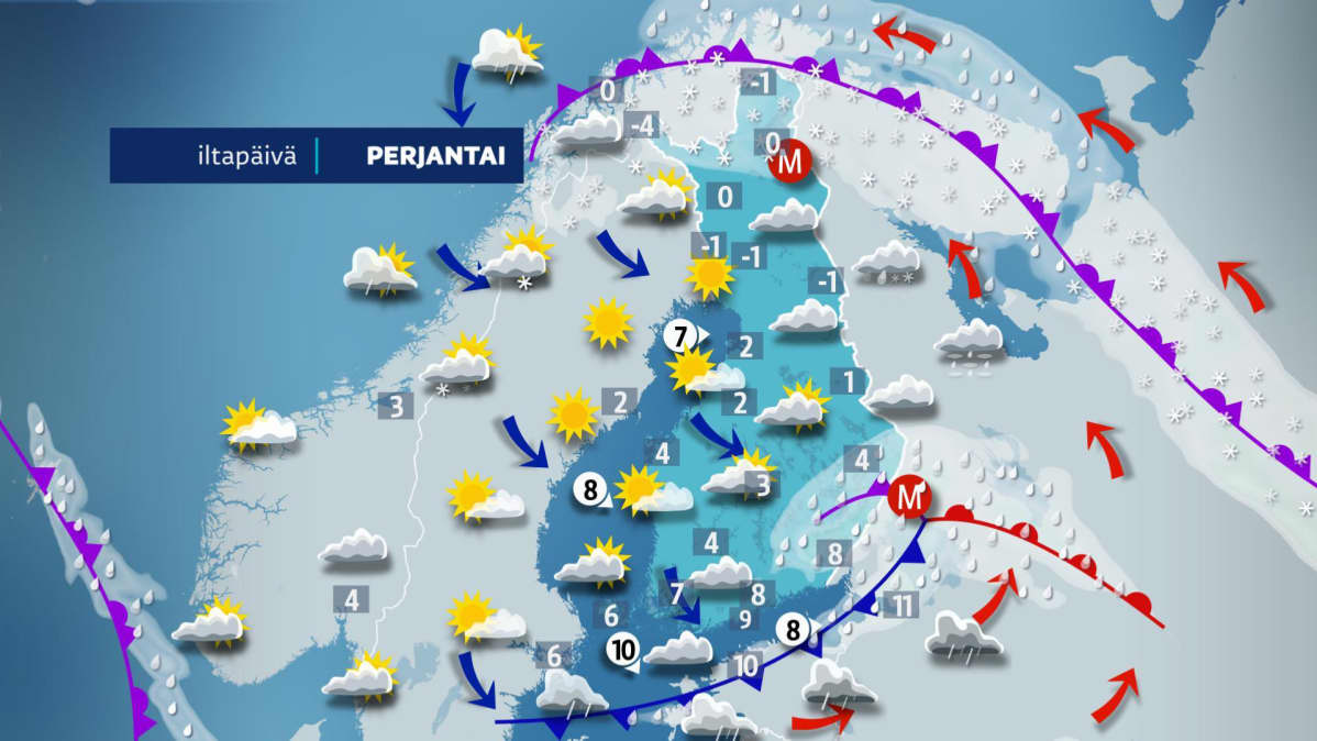 perjantain iltapäiväkartta.