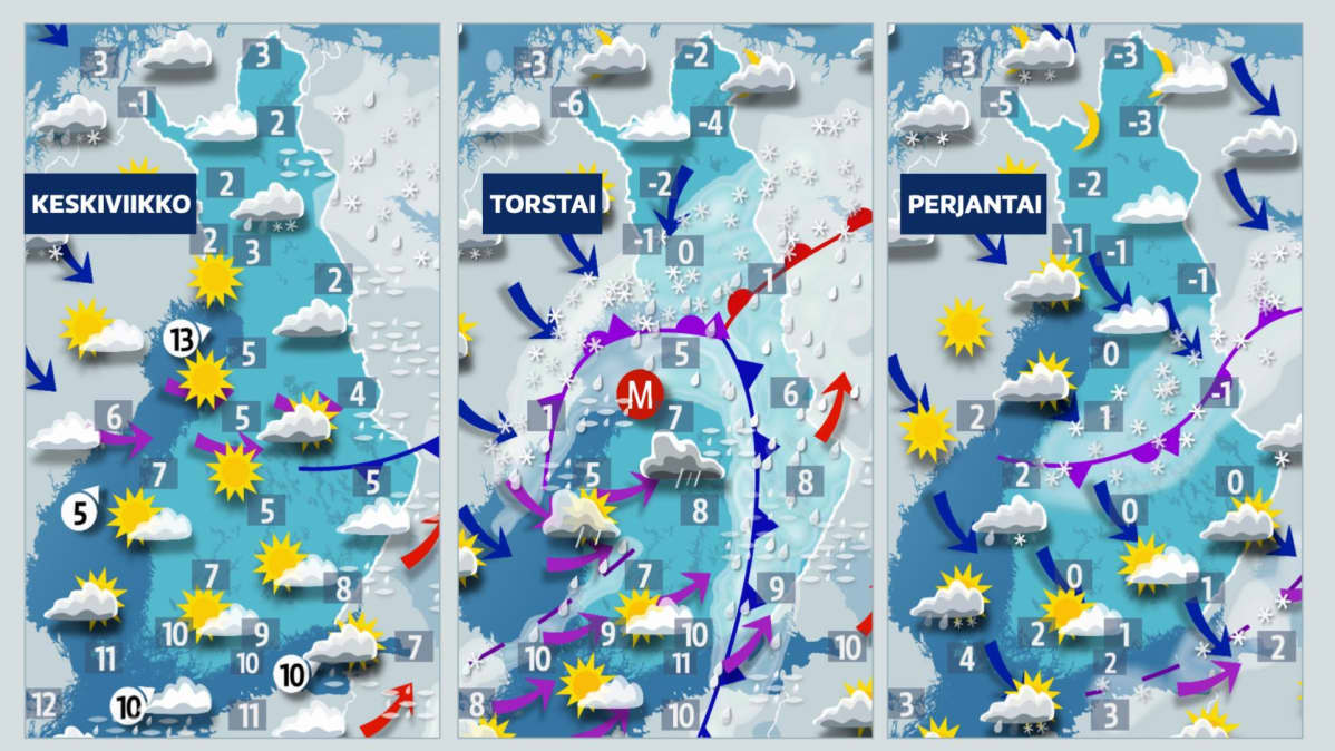 Sääkartat keskiviikko 18.11.2020 - perjantai 20.11.2020