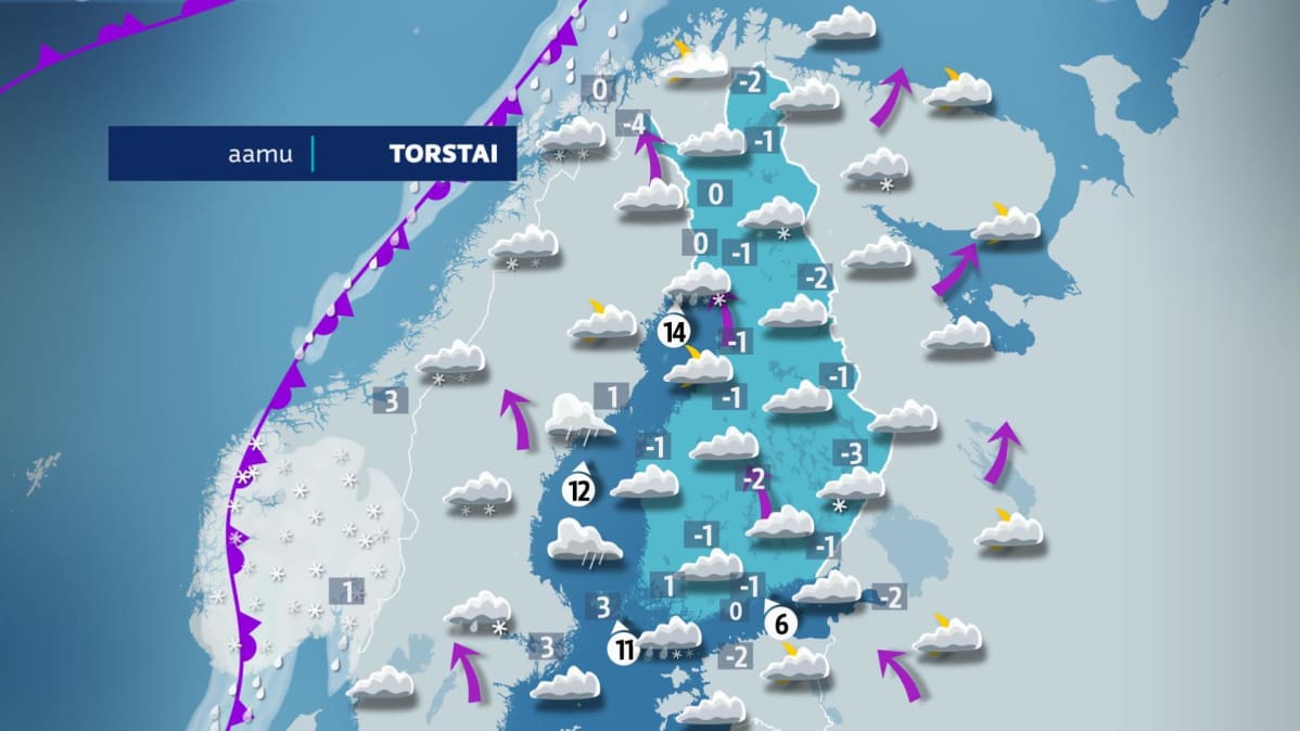 Torstai aamun sääkuva.