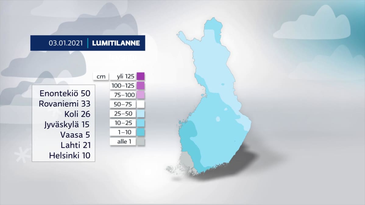 Suomen lumitilanne.