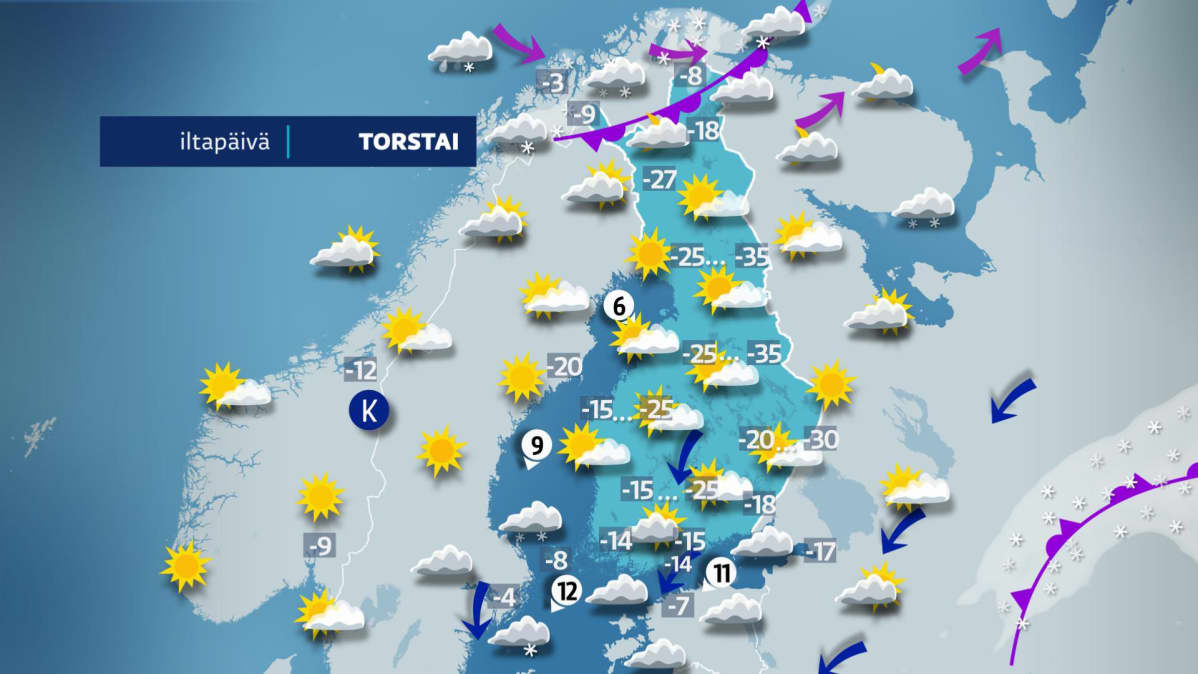 Torstain sääkartta.