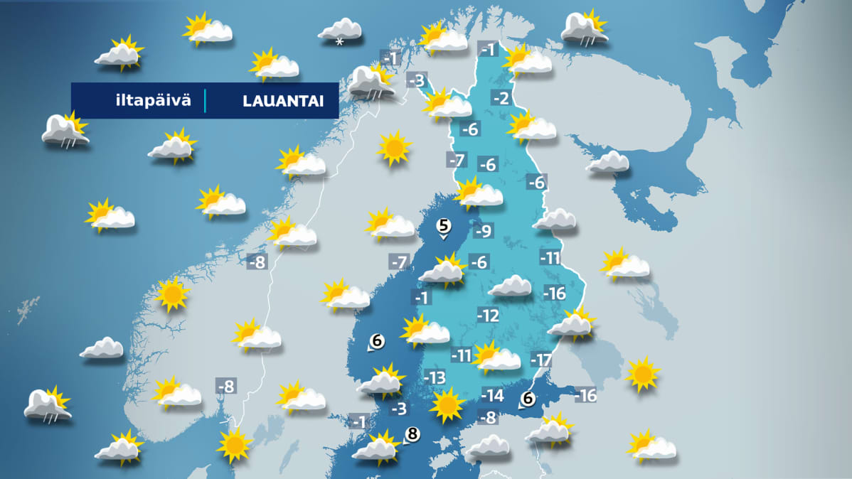 Lauantain sääkartta
