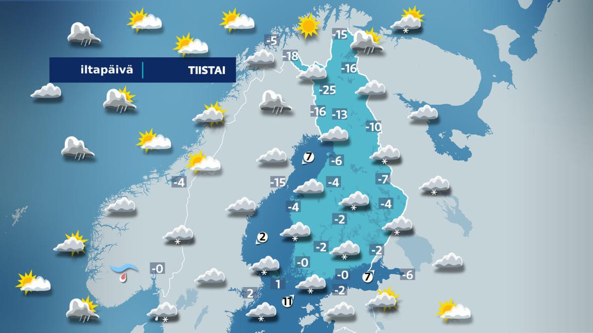 Tiistain sääkartta.