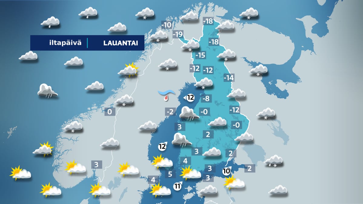 Lauantai-iltapäivän sää.