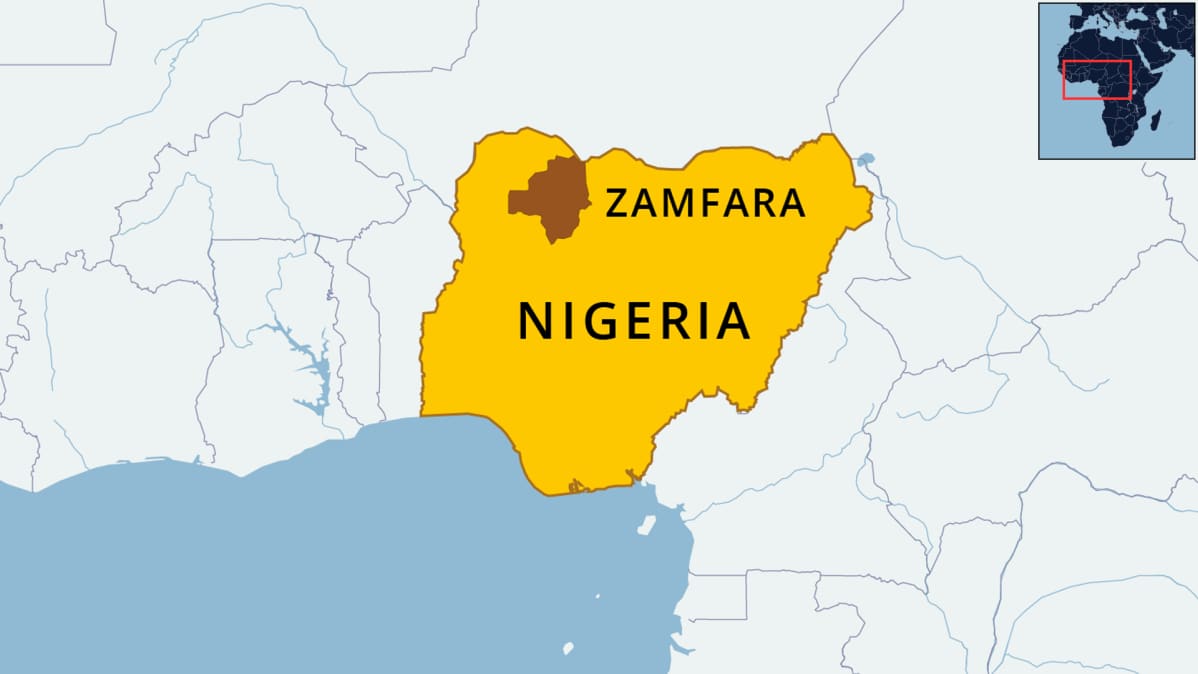 NIgerian kartta, johon on merkitty Zamfara