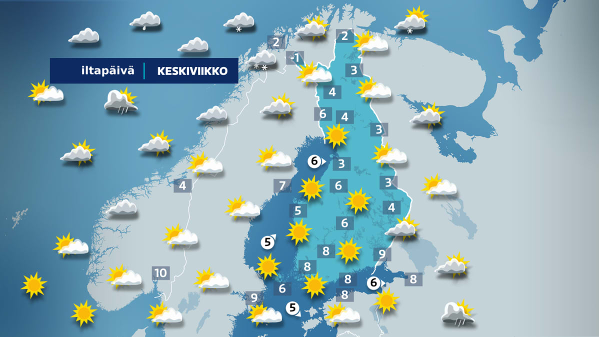 Keskiviikon sääkartta.