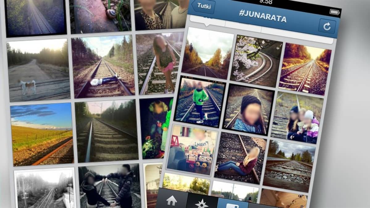 Nuoret jakavat kuvavaat itseään raiteilla ja jakavat kuvia Instagramissa.