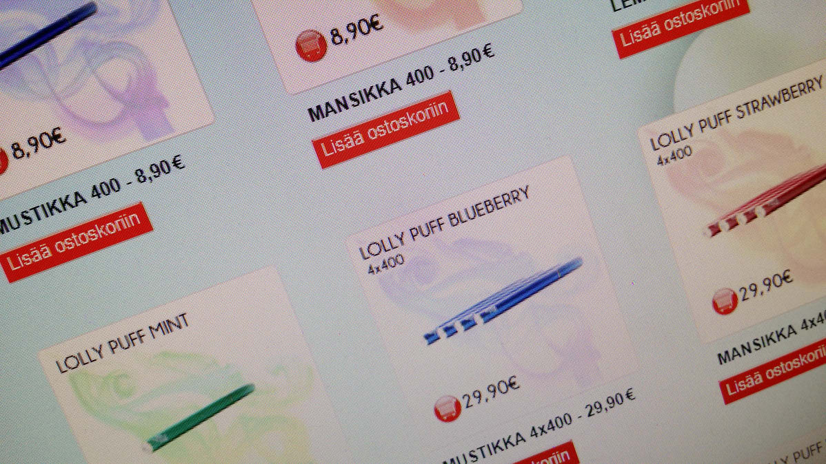Sähköisiä Lolly Puff -vesipiippuja verkkokaupan nettisivuilla