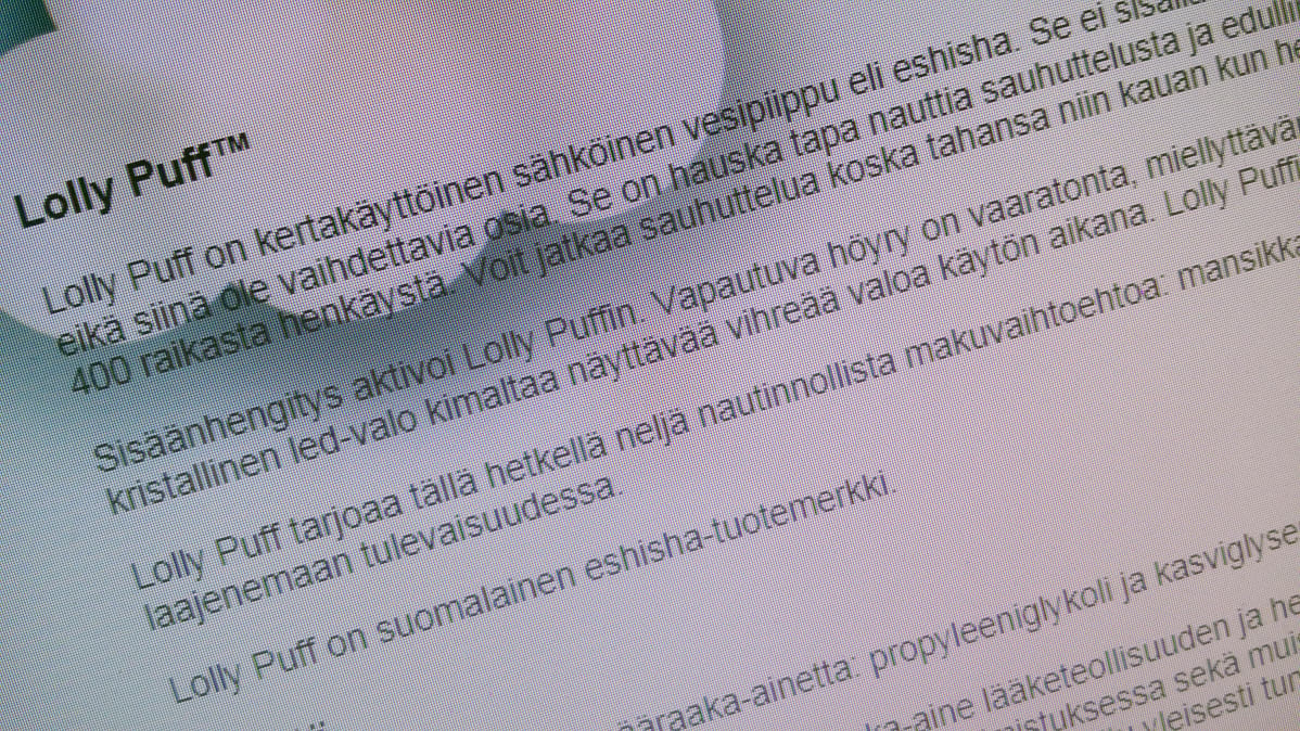 Verkkokaupan esittelytekstiä Lolly Puff -vesipiipuista