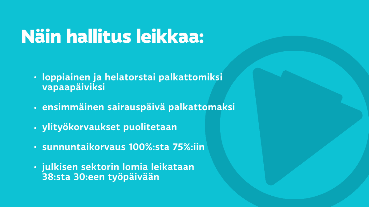 Hallituksen esityksiä leikkauskohteiksi.