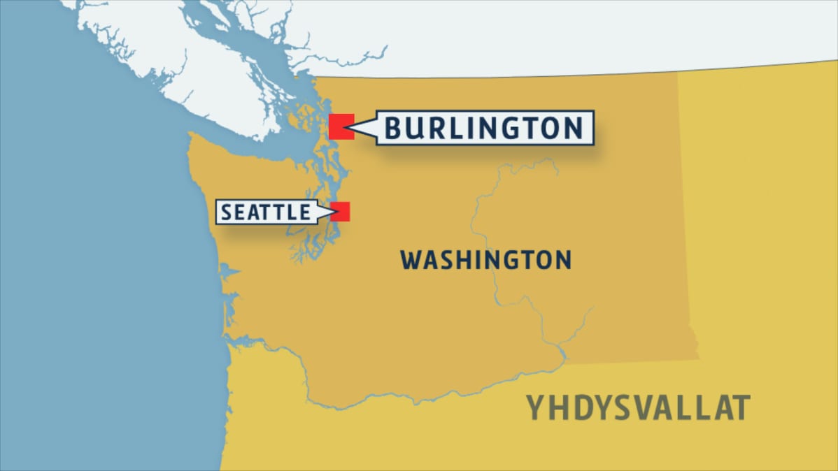 Burlington sijaitsee noin sata kilometriä Seattlen pohjoispuolella.