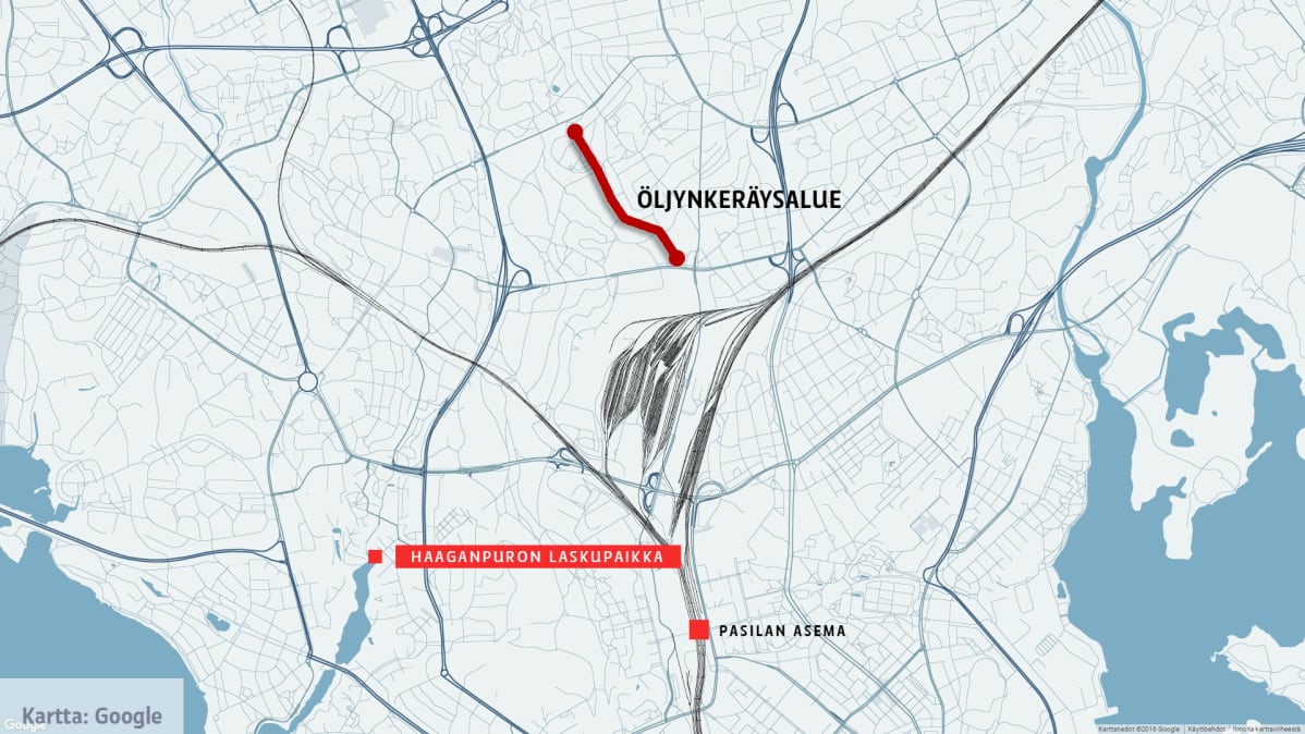 Öljynkeräysalue Helsingin keskuspuistossa.