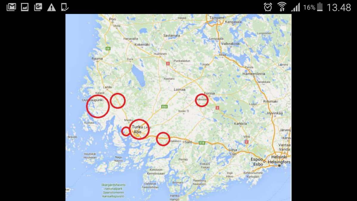 Kartta leipomoista, jotka ovat ymmärtäneet oikean nimen