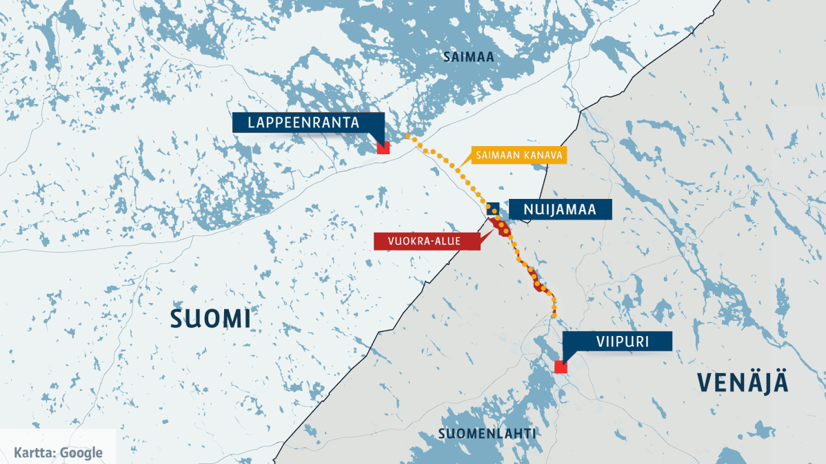 saimaan kanava kartta Suomella on vuokrattuna 20 km pitkä alue Venäjältä 