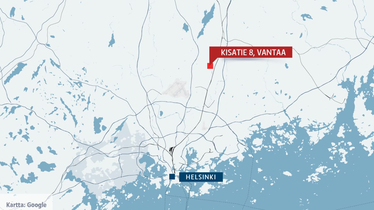 Kartta jossa Vantaan Kisatie