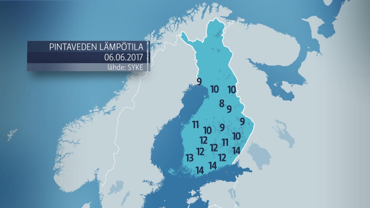 Pintaveden lämpötila.
