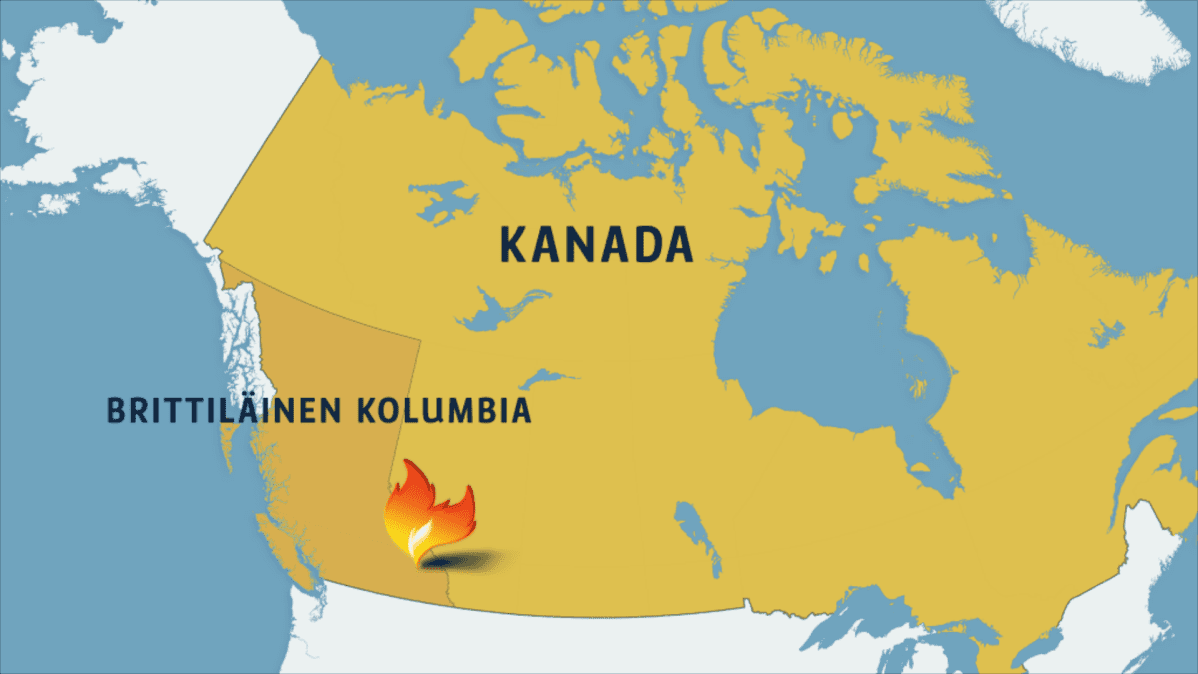 kanadan kartta Kanadassa suurevakuoinnit rajujen maastopalojen vuoksi | Yle 