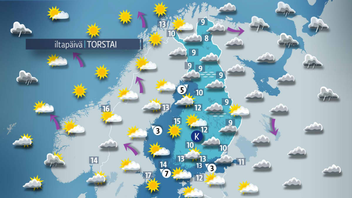 Torstain sääkartta.