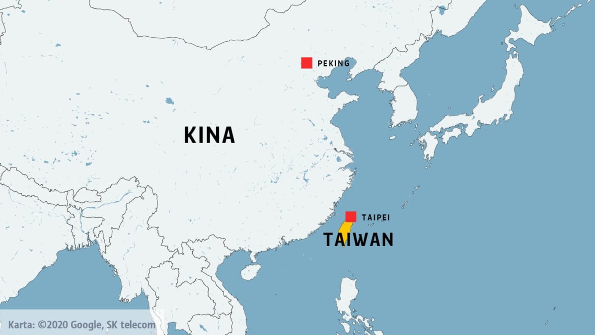 Karta över Taiwan och Kina.