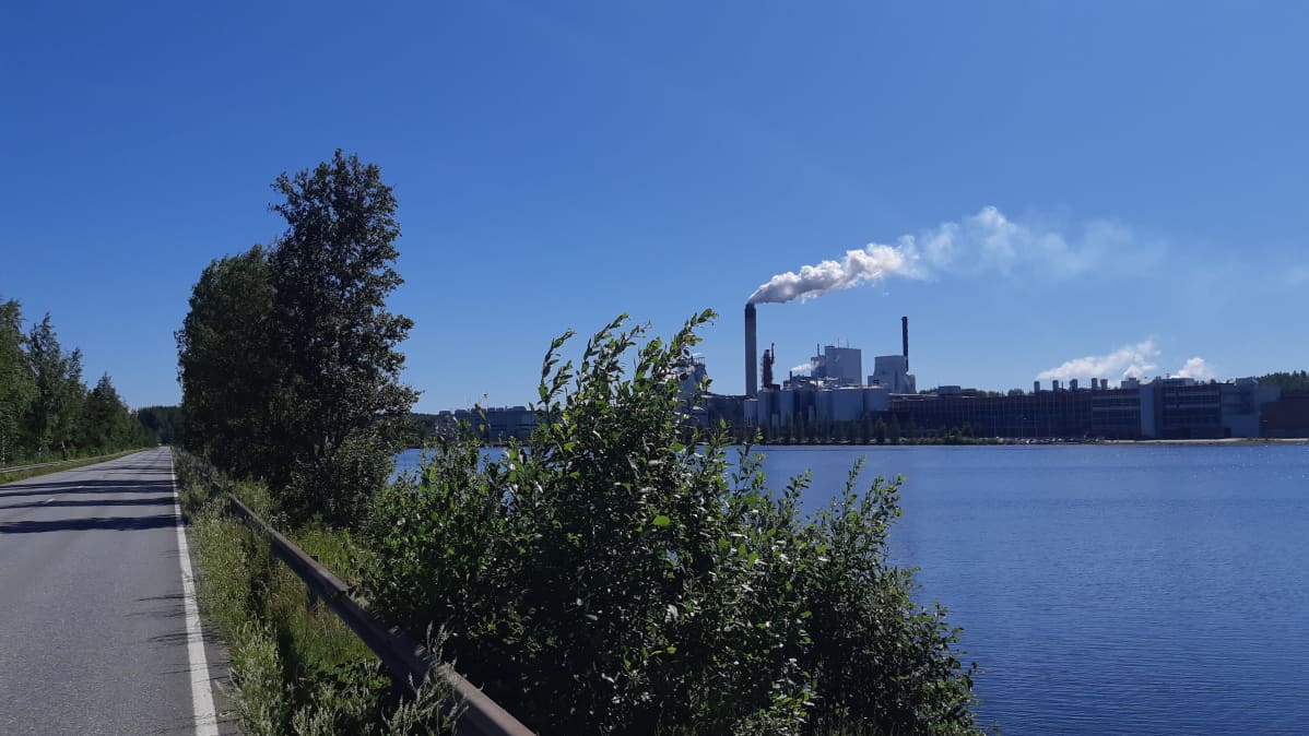 Sellutehdas järven rannalla