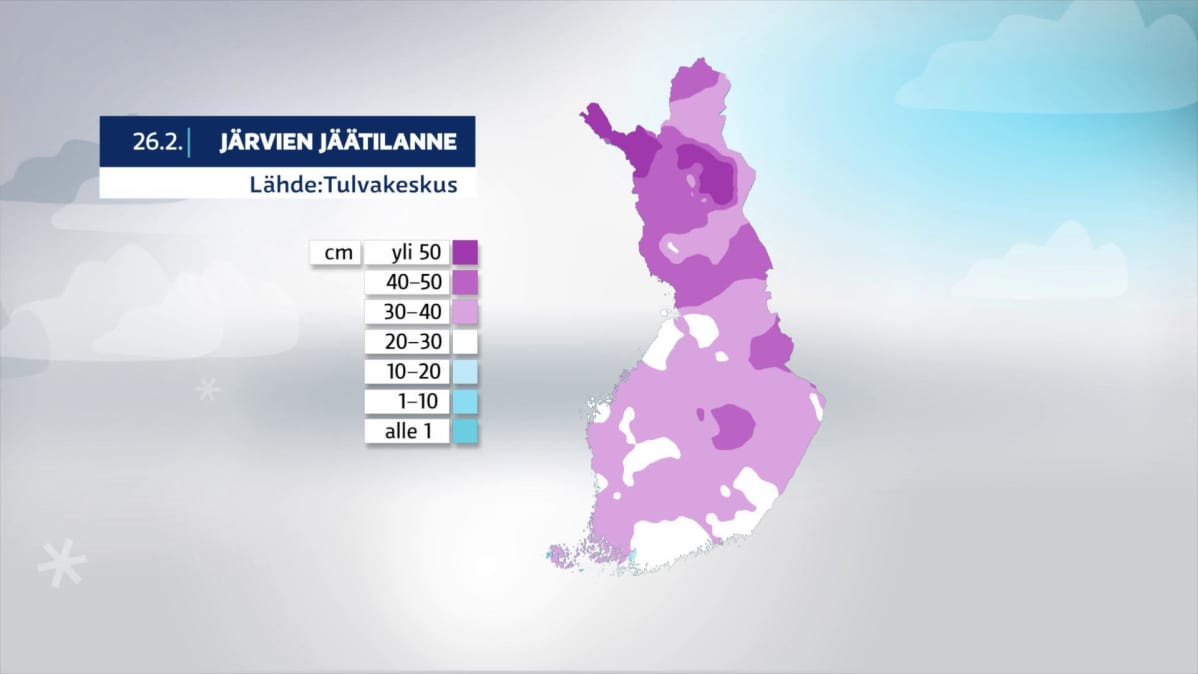 Järvien jäätilanne Suomessa 26.2.2021