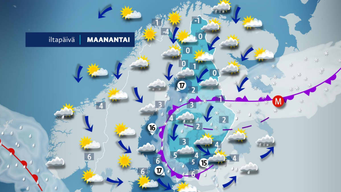 maanantain sääkartta