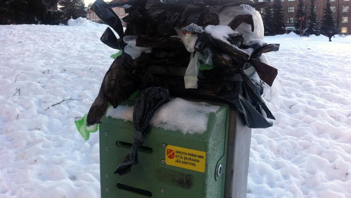 Roskis täynnä koirankakkapusseja