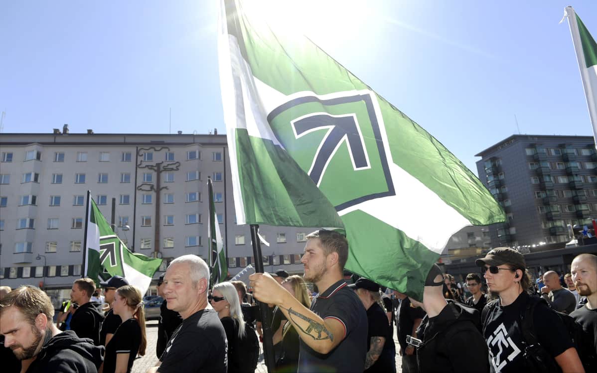 Pohjoismainen vastarintaliike järjestäytyi marssille Puutorilla Turussa lauantaina 18. elokuuta