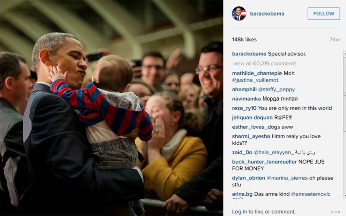 Kuvakaappaus Barack Obaman Instagram -tililtä.