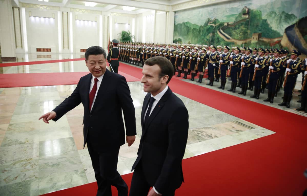 Kiinan presidentti Xi Jinping vastaanotti Ranskan presidentin Emmanuel Macronin Pekingissä tammikuussa 2018.