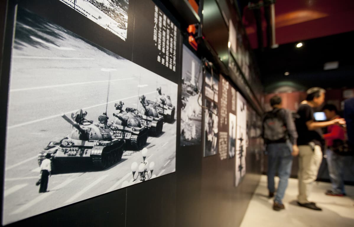 Kuva Hongkongiin perustetusta museosta, joka esittelee Taivaallisen rauhan aukion mielenosoituksen tapahtumia vuodelta 1989.