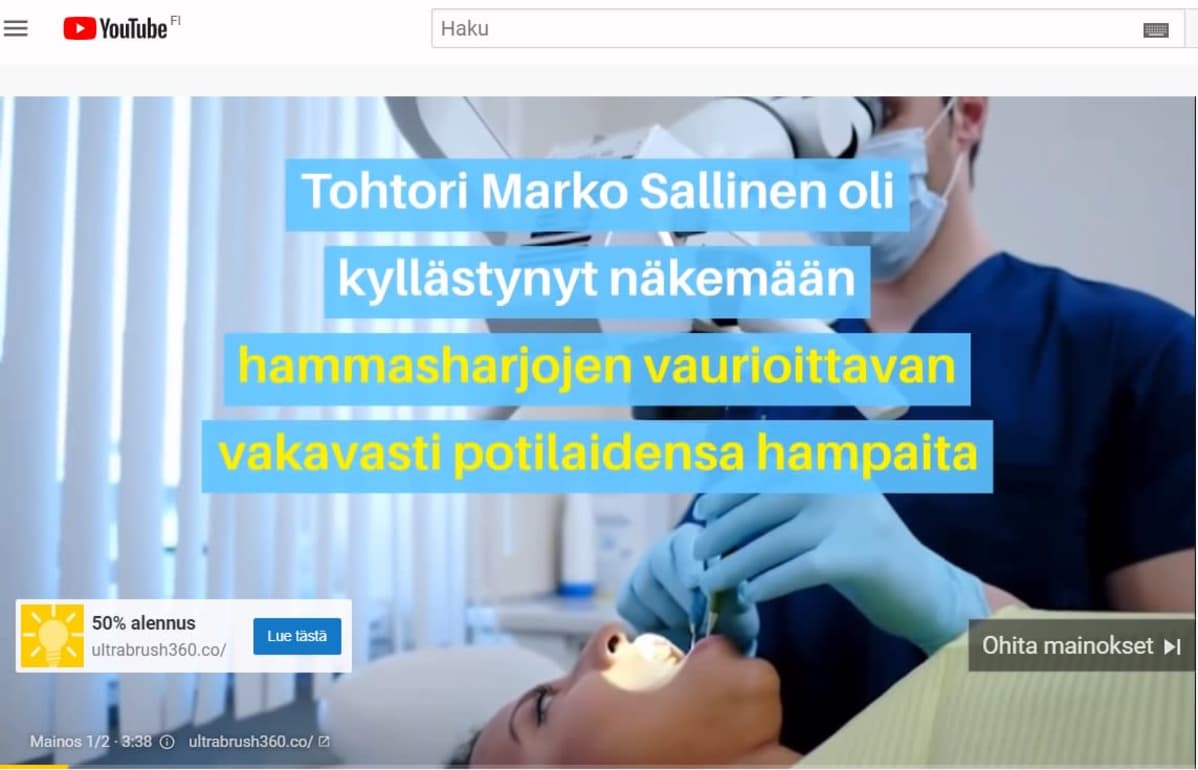 huijausmainoksessa vedotaan hammaslääkäri salliseen