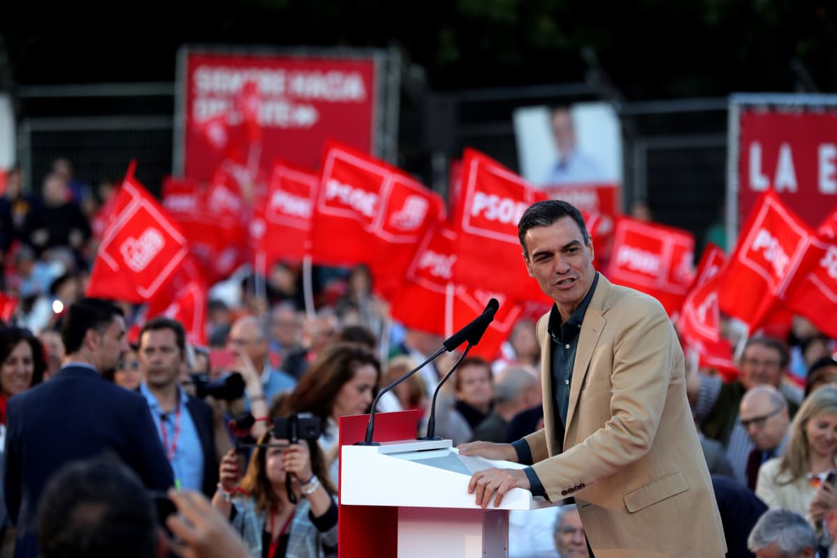 Pääministeri Pedro Sanchezin johtamat sosialistidemokraatit nousivat myös eurovaaleissa Espanjan suurimmaksi puolueeksi.