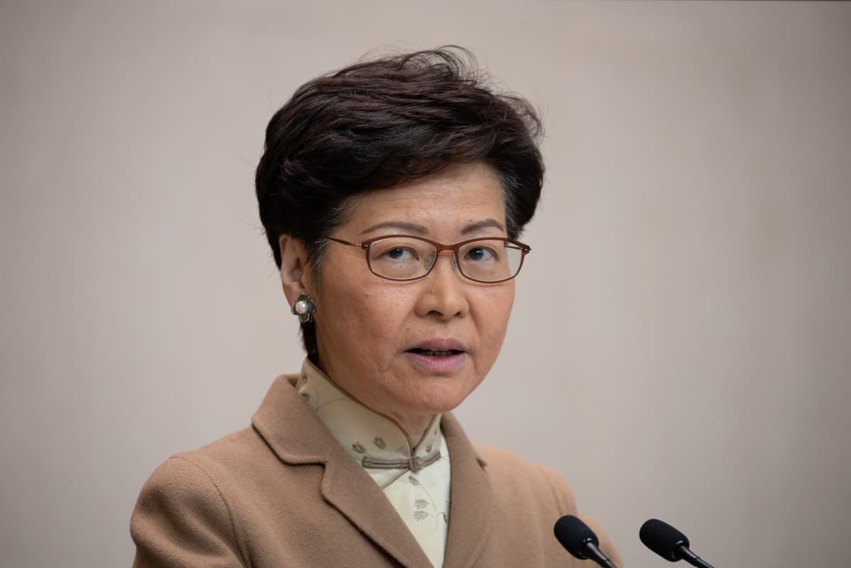 Carrie Lam lehdistötilaisuudessa Kiinassa 7. tammikuuta 2020.