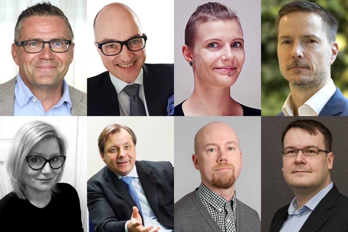 Tom Holmroos, Teuvo Sankila, Sanna Reponen, Matti Kuittinen; Pihla Rostedt, Teppo Rantanen, Juha Vaaraniemi, Mikko Hurskainen.