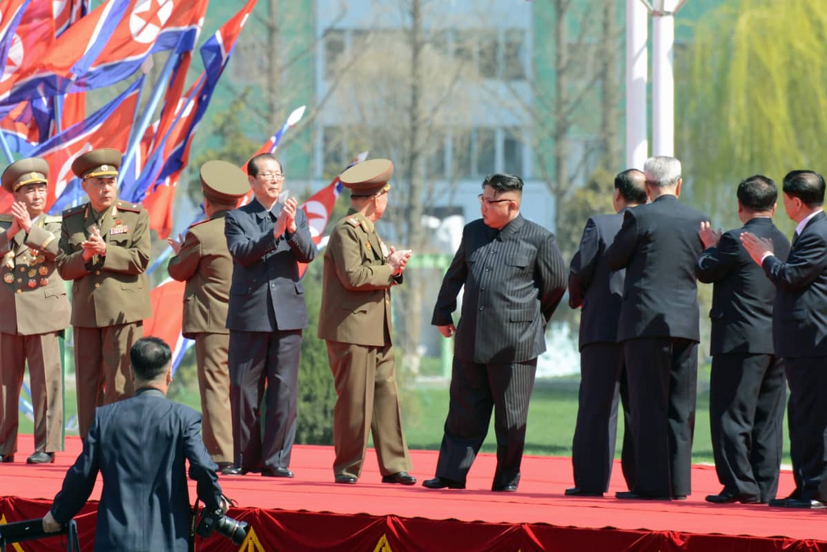 Pohjois-Korean johtaja Kim Jong-un osallistui pilvenpiirtäjärykelmän avajaisjuhlaan Pjongjanissa.