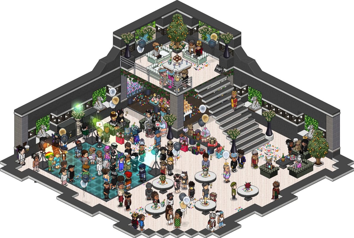 Habbo Hotel -pelimaailman ruutukaappaus.