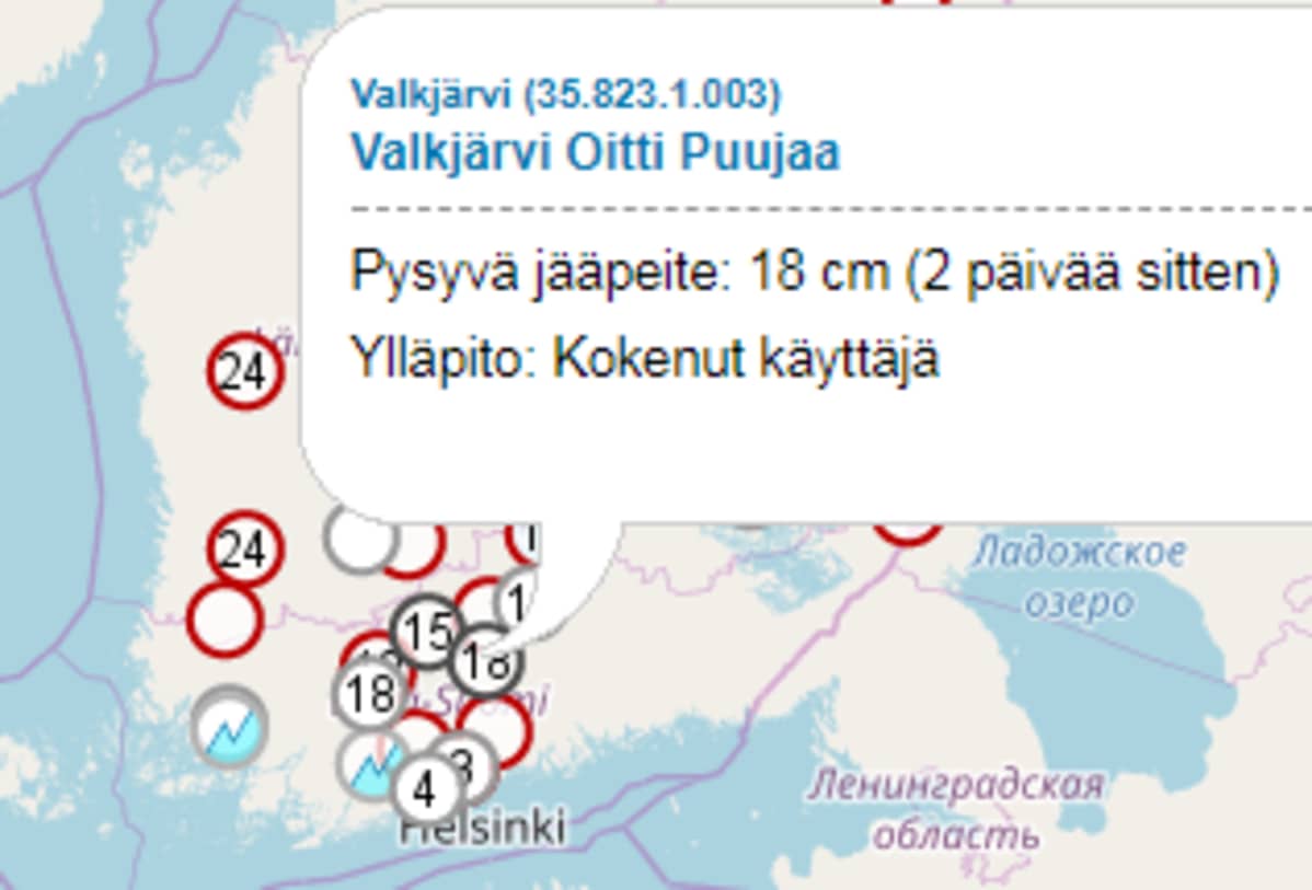 Etelä-Suomen jäähavaintoja
