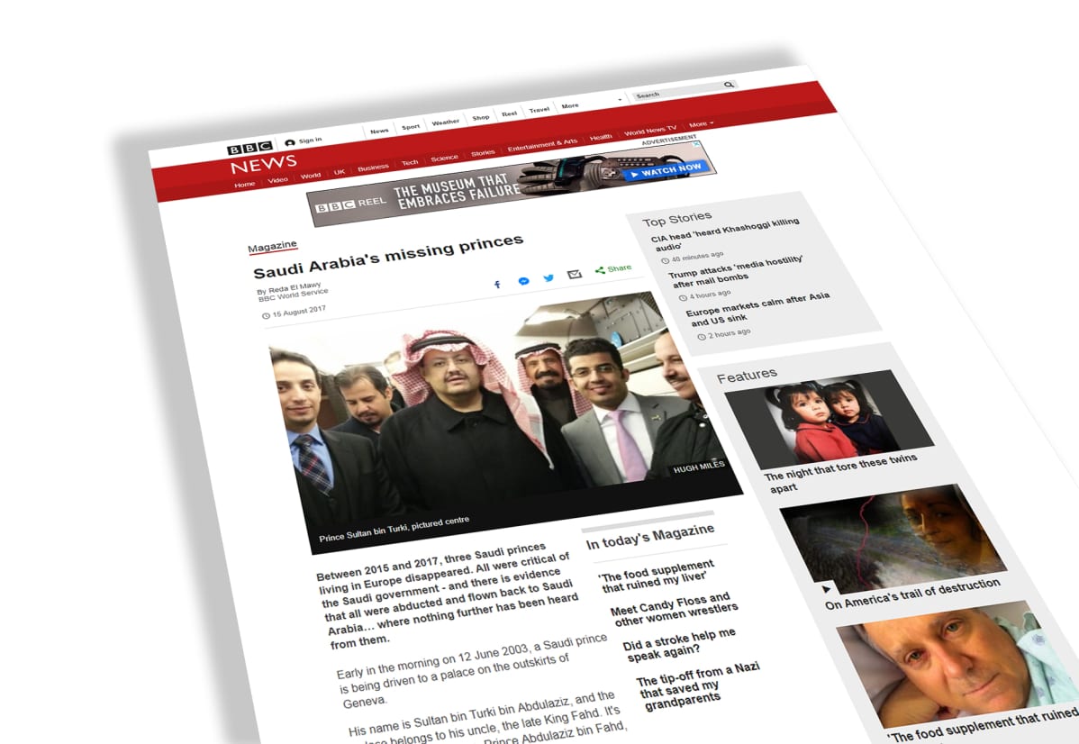 Kuvakaappaus BBC:n uutisesta