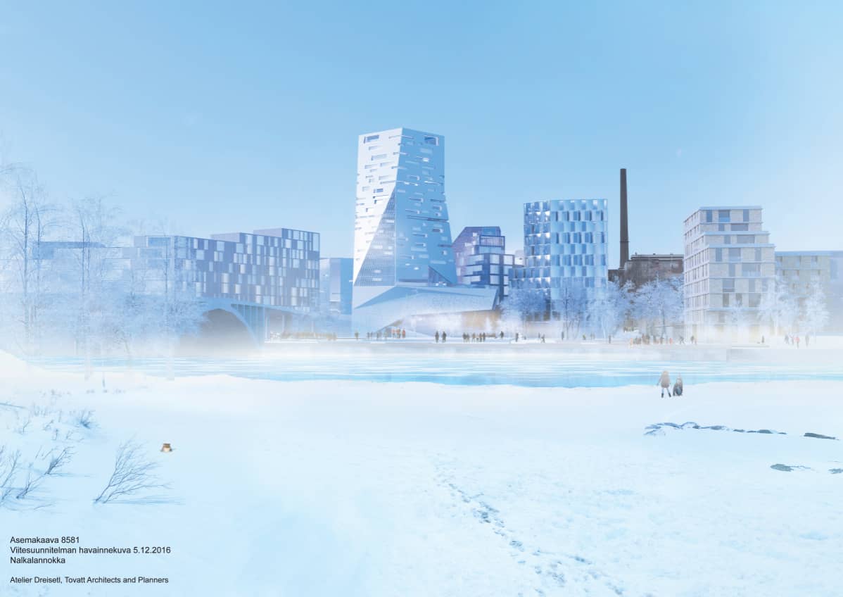 Eteläpuiston asemakaavan viitesuunnitelman Nalkalannokan havainnekuva.