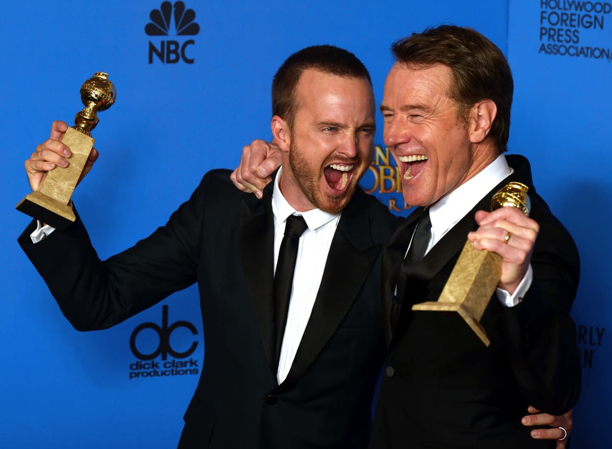 Aaron Paul ja Bryan Cranston pokkasivat Golden Globe -palkinnot 2014.