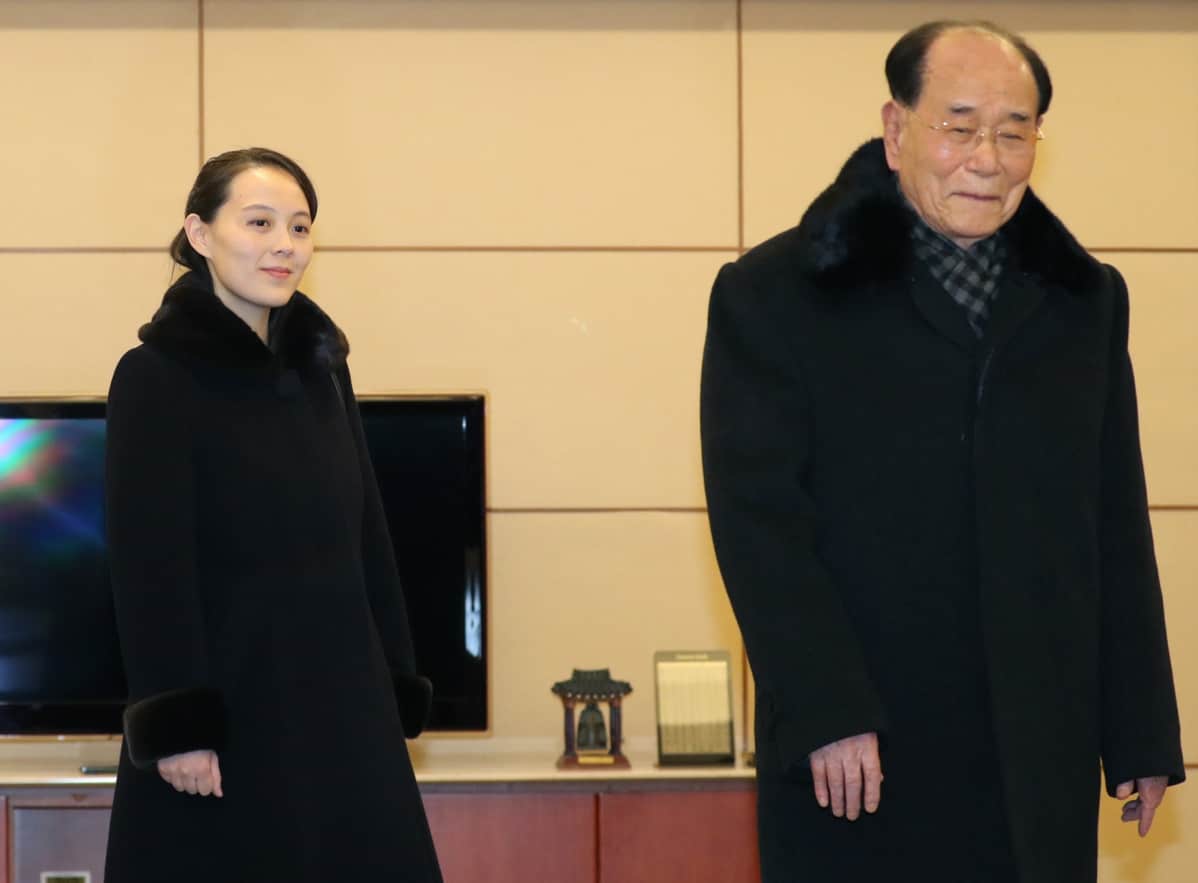 Pohjois-Korean delegaation Kim Yo-Jong ja Kim Young-nam Etelä-Koreassa.